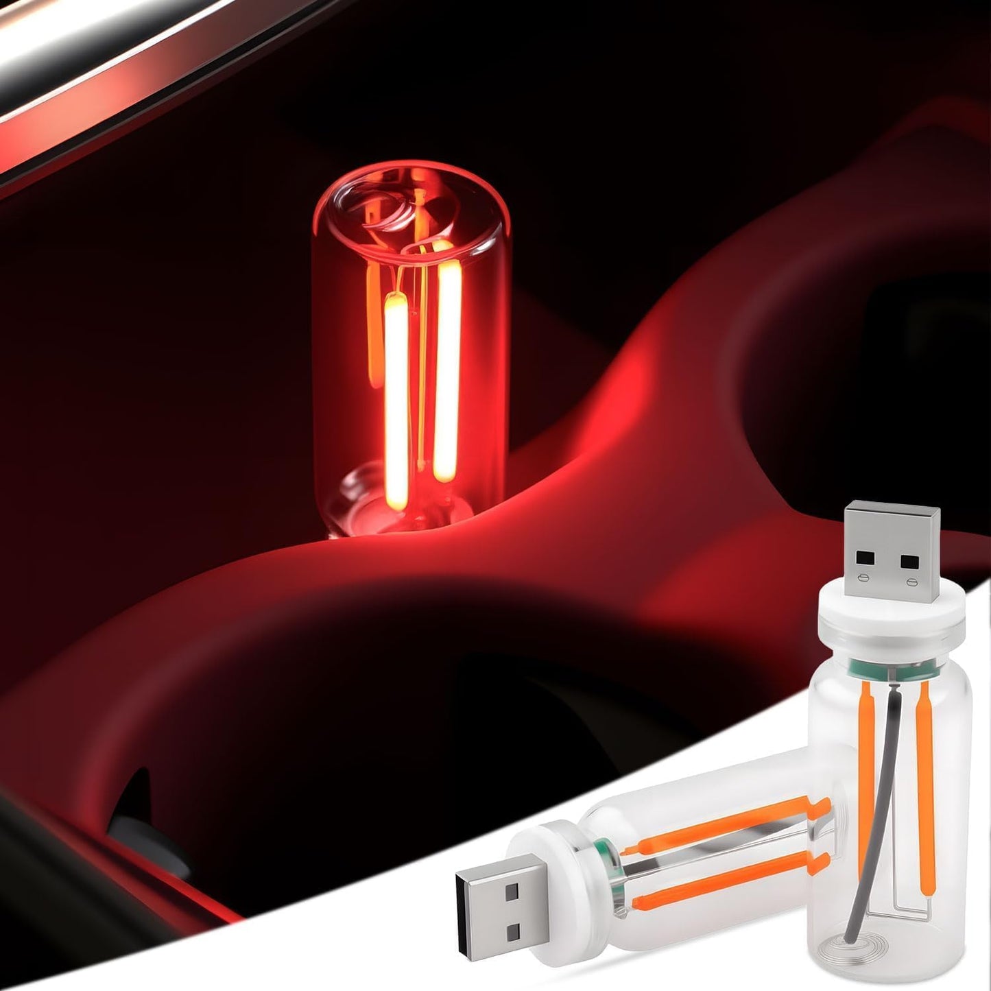 Car USB Touch Dimmable LED Light - Retro Glass Bottle Mini Night Lamp for Auto, Bedroom & Holiday Decor