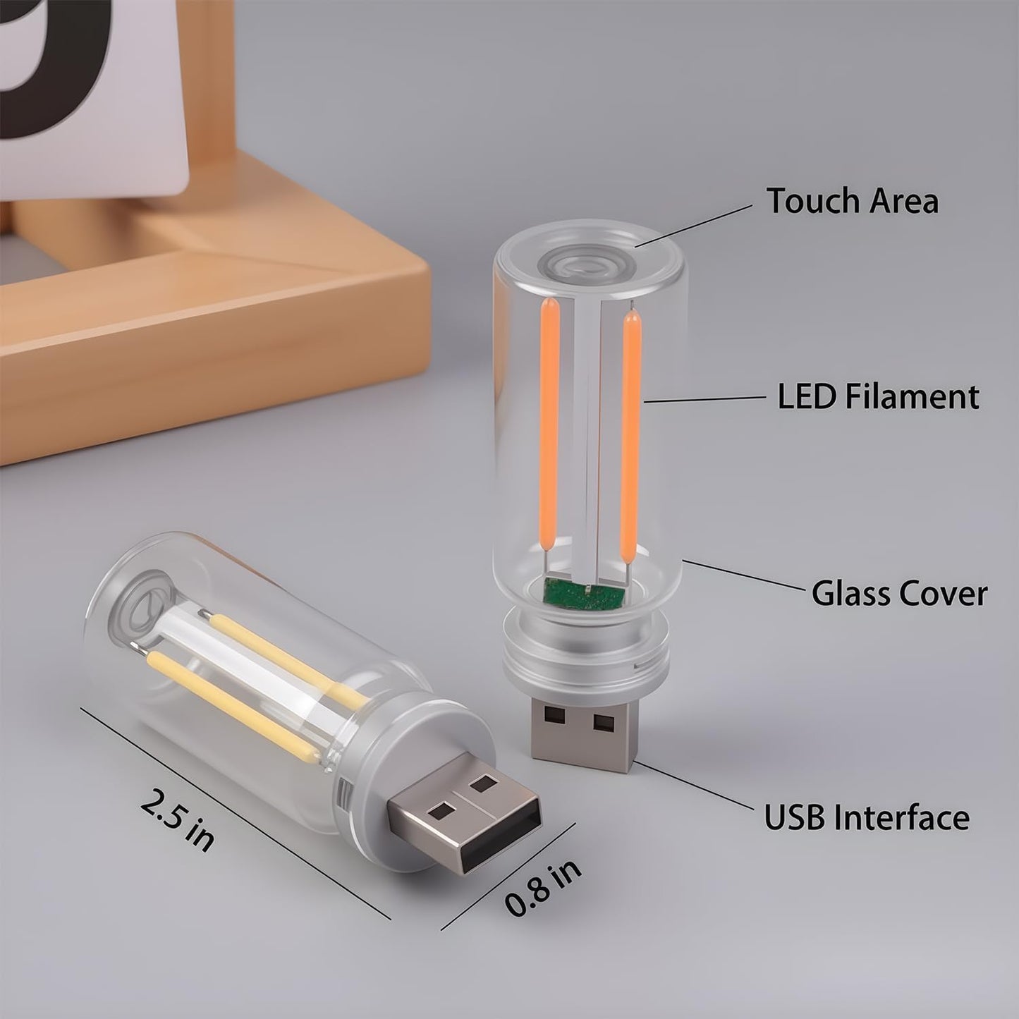 Car USB Touch Dimmable LED Light - Retro Glass Bottle Mini Night Lamp for Auto, Bedroom & Holiday Decor