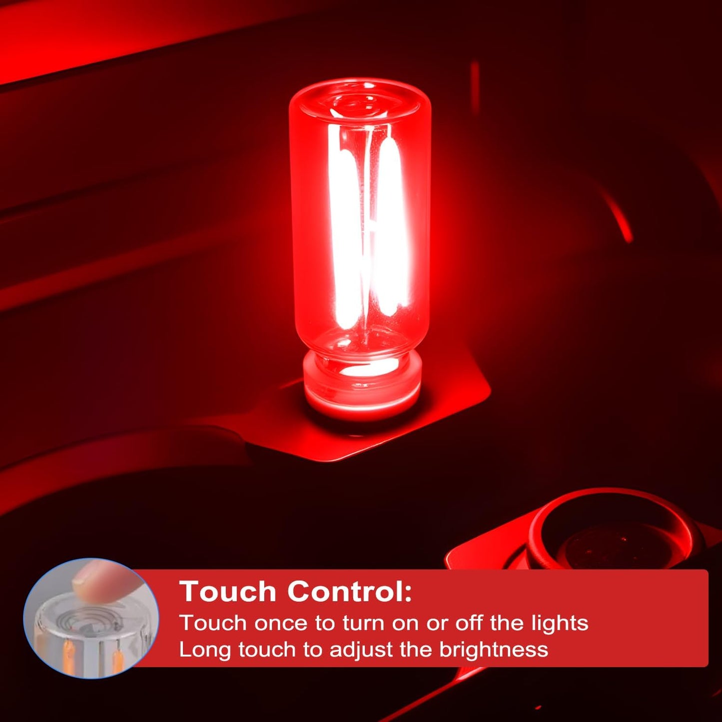 Car USB Touch Dimmable LED Light - Retro Glass Bottle Mini Night Lamp for Auto, Bedroom & Holiday Decor