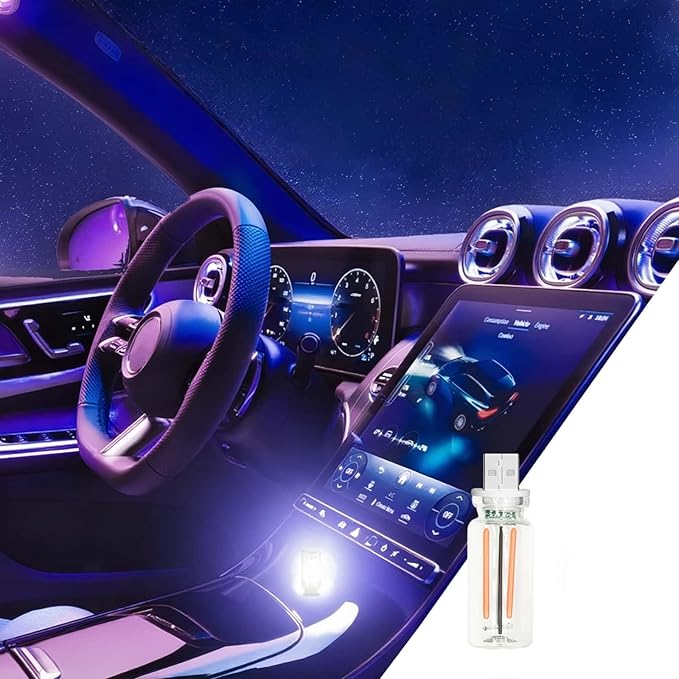 Car USB Touch Dimmable LED Light - Retro Glass Bottle Mini Night Lamp for Auto, Bedroom & Holiday Decor