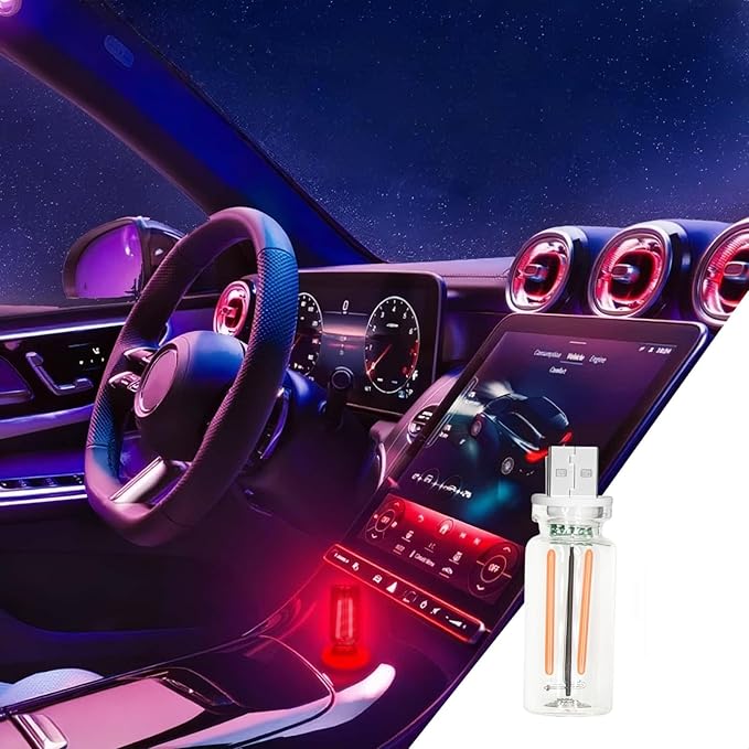Car USB Touch Dimmable LED Light - Retro Glass Bottle Mini Night Lamp for Auto, Bedroom & Holiday Decor