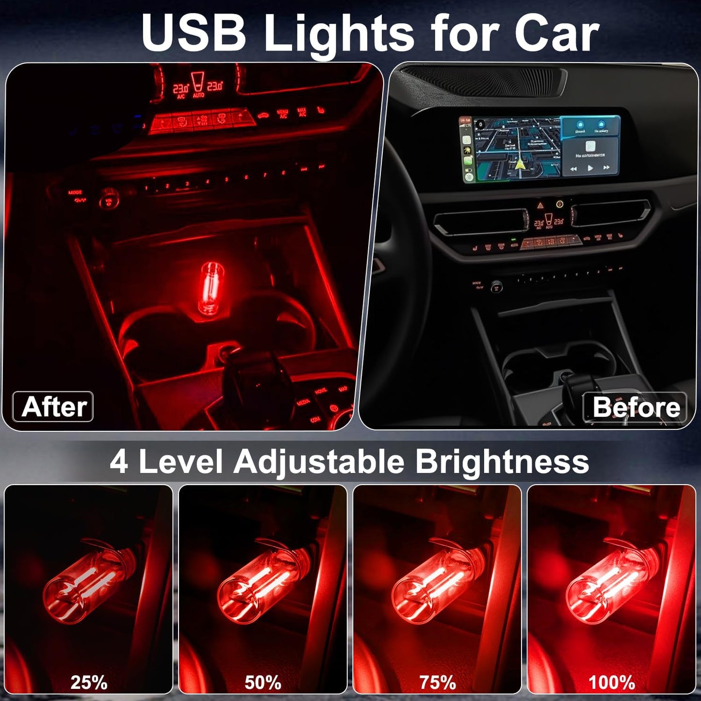 Car USB Touch Dimmable LED Light - Retro Glass Bottle Mini Night Lamp for Auto, Bedroom & Holiday Decor