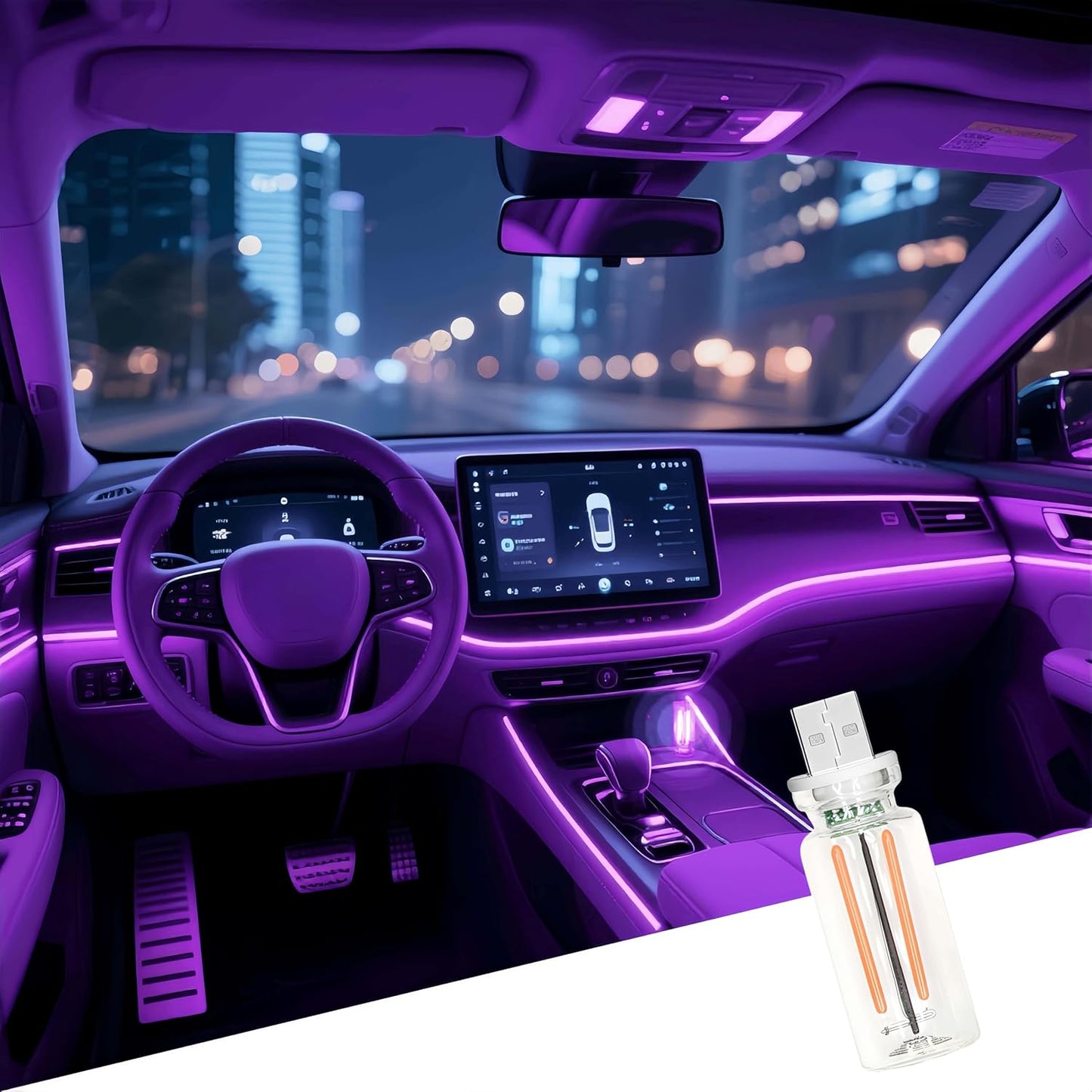 Car USB Touch Dimmable LED Light - Retro Glass Bottle Mini Night Lamp for Auto, Bedroom & Holiday Decor