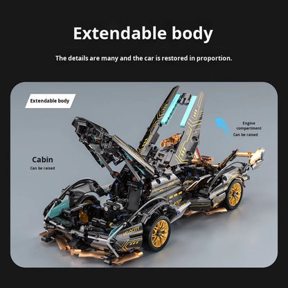 Lamborghini Golden Black Sports Concept Supercar Building Block 1:14 750 pcs