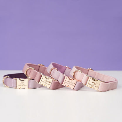 Luxury Velvet Dog Collar, Personalized Dog Collar,  Engraved Pet Name Metal Buckle,,Soft Adjustable Pet Collar